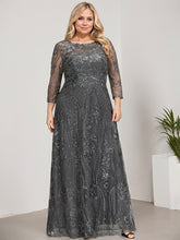 A-line Scoop Floor-Length Lace Mother of the Bride Dress With Sequins